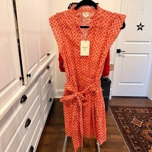 MAREA Coral Printed Ruffle-Neck Blouse